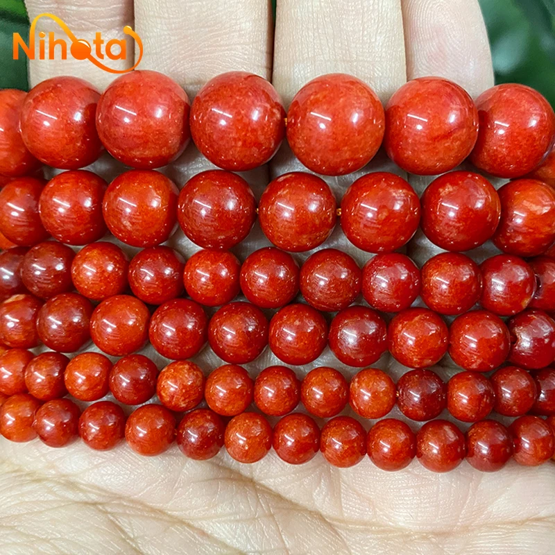 Smooth Natural Red Chalcedony Round Loose Beads 15\