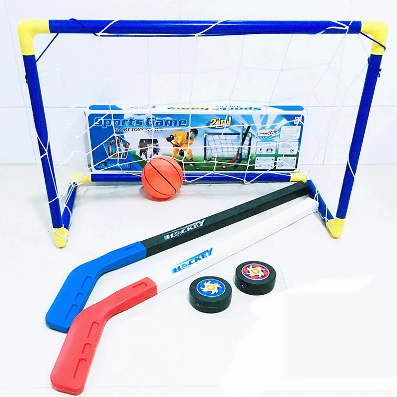 Kids Children Winter Ice Hockey Stick Training Tools Plastic Golf Football Soccer Goal Removable Mini Football Set