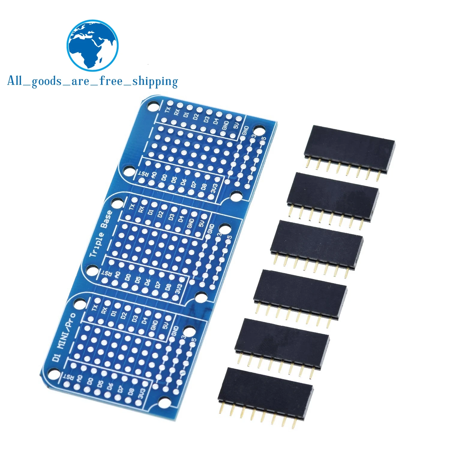 TZT Tripler Base V1.0.0 Module Board with Pins D1 Mini Active Components Integrated Circuits For WEMOS