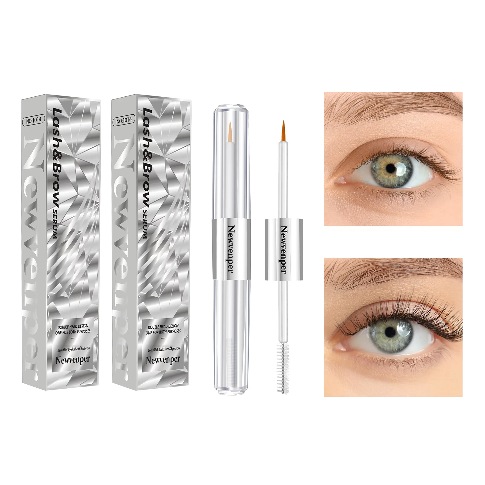 2 Pcs Eyelash Essence with Double Brush Design Nourishing Eyelash Eyebrow Enhancer Serum for Beautiful, Healthier Lashes and Brows
