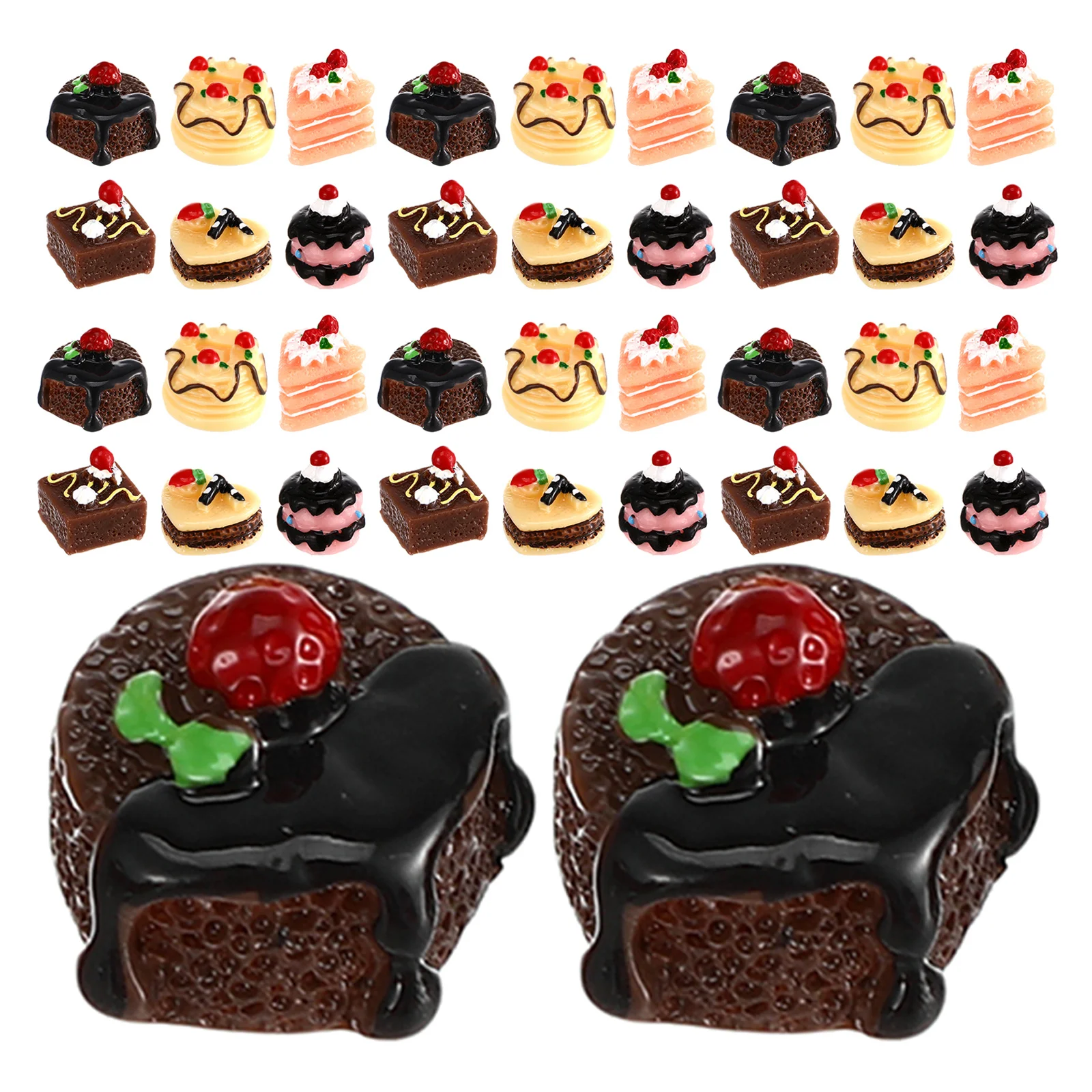 60 stuks miniatuur poppenhuis desserts realistische mini cake voedsel accessoires fantasiespel keuken koken gemengd hars gebak
