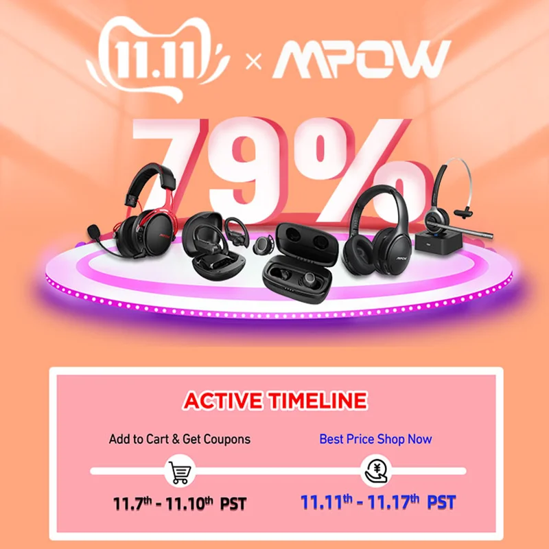 Mpow-Aliexpressプロモコード、11.11 11.17で利用可能な数量、先着順!