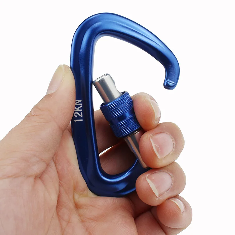 Outdoor Heavy Lock Mountaineering Buckle Clip D-shaped Buckle 12kn Safety Main Lock Screw Lock Aluminum Alloy Quick Link Buckle image 6