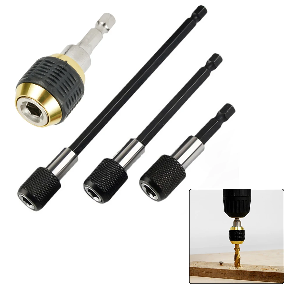 1set 1/4 zoll Hex Schaft Schraubendreher Bit Verlängerung Stange Quick Release Chuck Adapter Werkzeug Edelstahl Power Werkzeuge zubehör