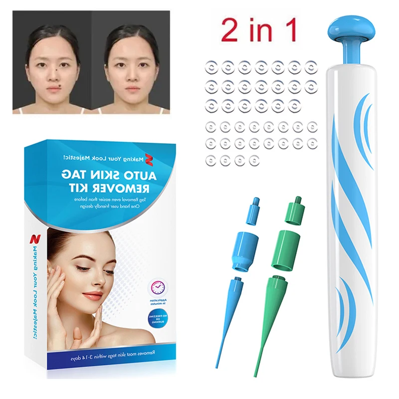 2 IN 1 Auto Micro Skin Tag Remover Device Standard Face Cleaner Kit Adult Mole Wart Black Dots Remover Face Care Beauty Tools