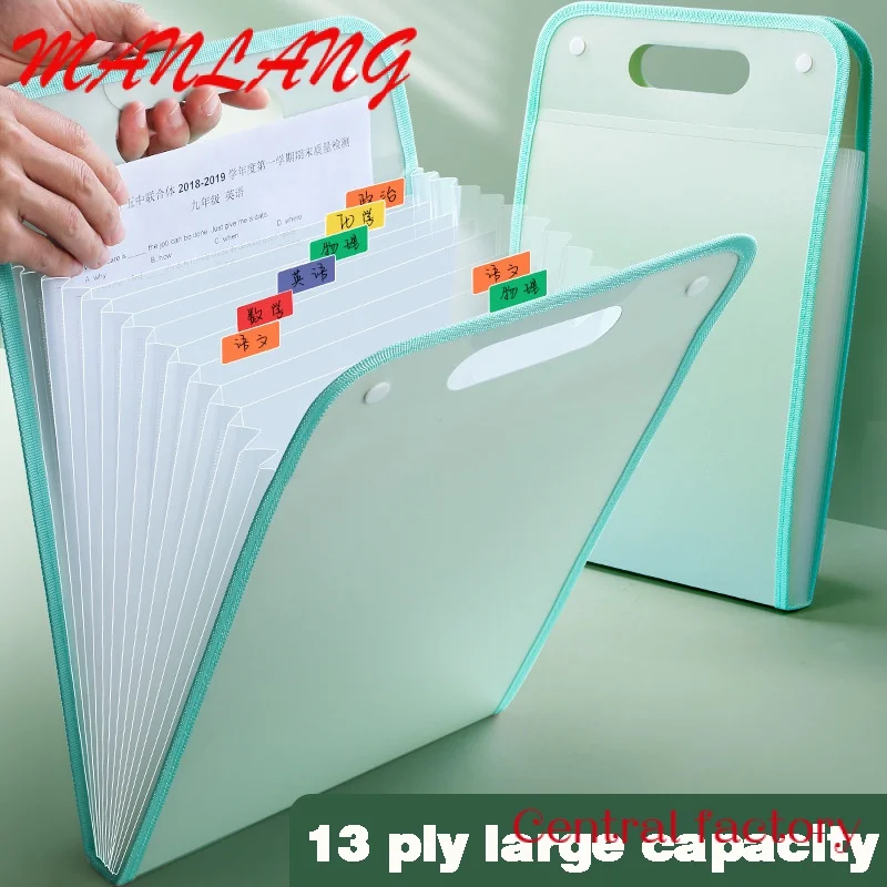 Custom  A4 Letter Size Multifanctional Expanding PP File Folder 13 Pockets Accordion Document File Folder Bag Customized logo