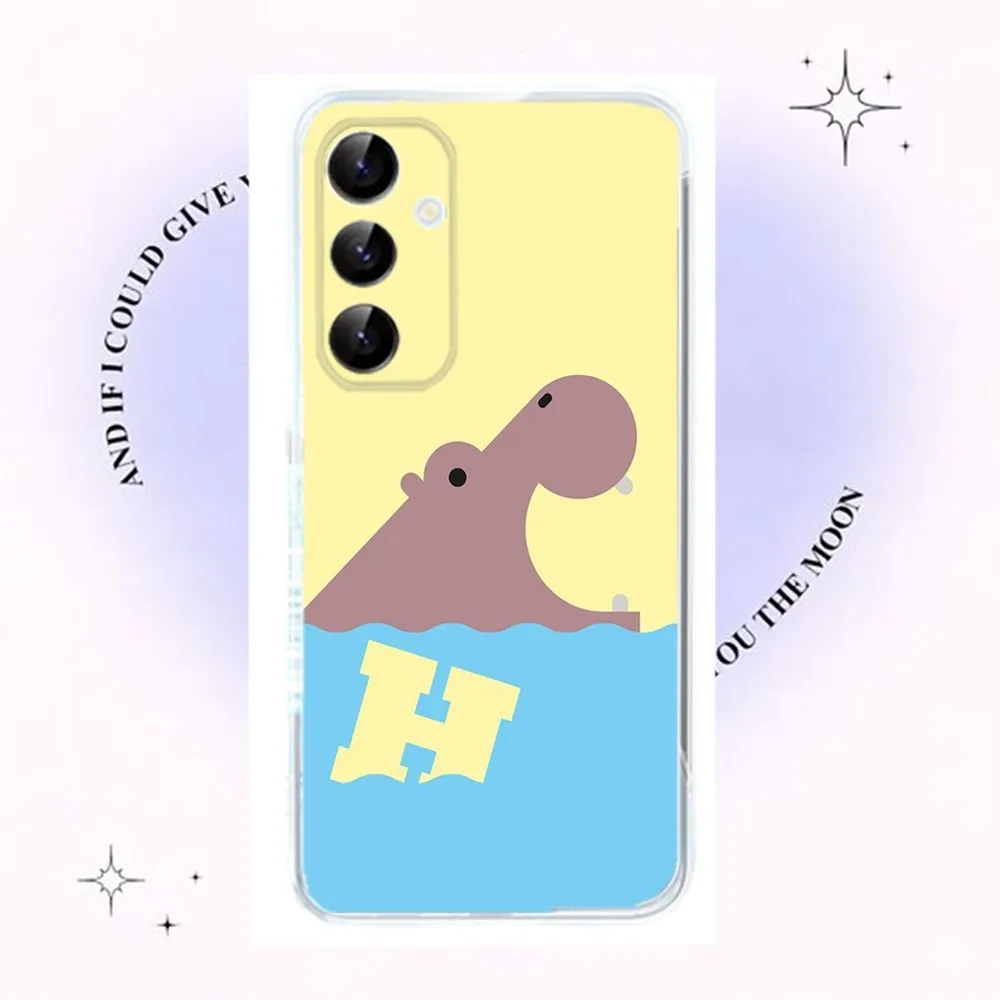 Cartoon Animal Hippopotamus Phone Case for Samsung Galaxy A71,70,52, 50, 40,31,A50,30S,21S,Note20ultra, Transparent Cover