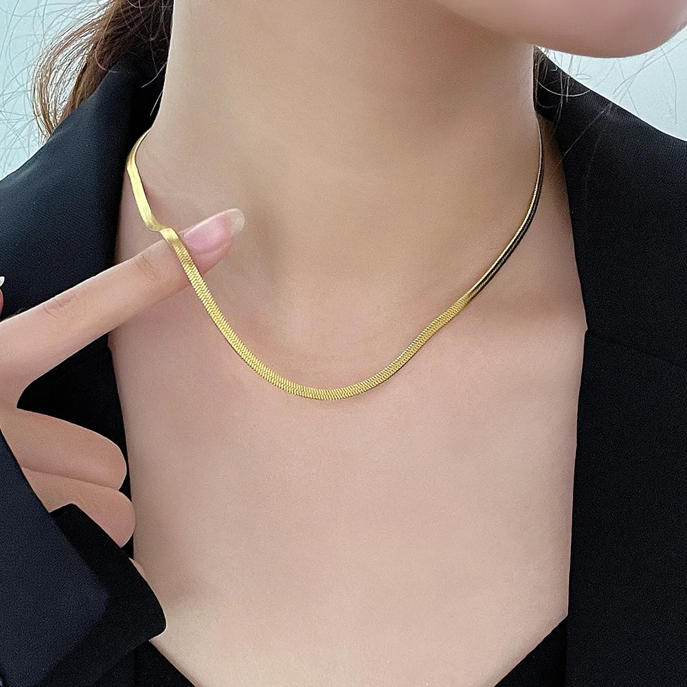 Joyería de acero inoxidable L89, nueva gargantilla de metal, cadena de hueso de serpiente, cadena para el cuello, cadena de clavícula, chica caliente