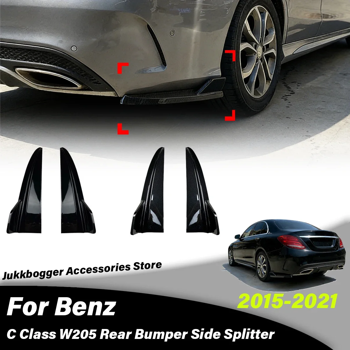 

For Mercedes Benz C Class W205 2015 2016 2017 2018 2019 2020 2021 Automobile Rear Bumper Side Wind Knife Decoration Accessories