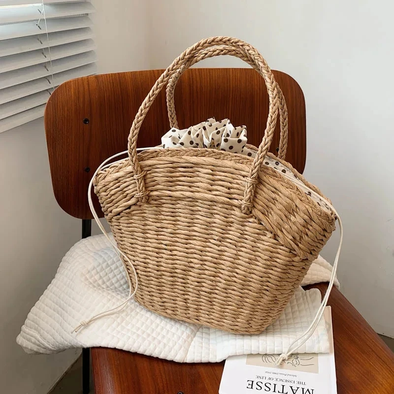 Large Capacity Female Bohemian Beach Handbag Rattan Wicker Straw Tote Bag Casual Travel Fashion Shoulder Basket Bolsos