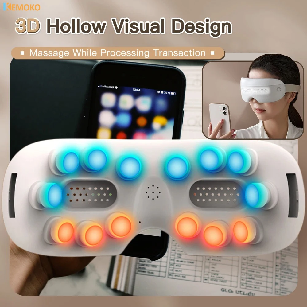 

Eye Massager 4D Acupoint Smart Massage Airbag Vibration Eye Care Instrument Eye Massage Glasses Fatigue Pouch Wrinkle Remover