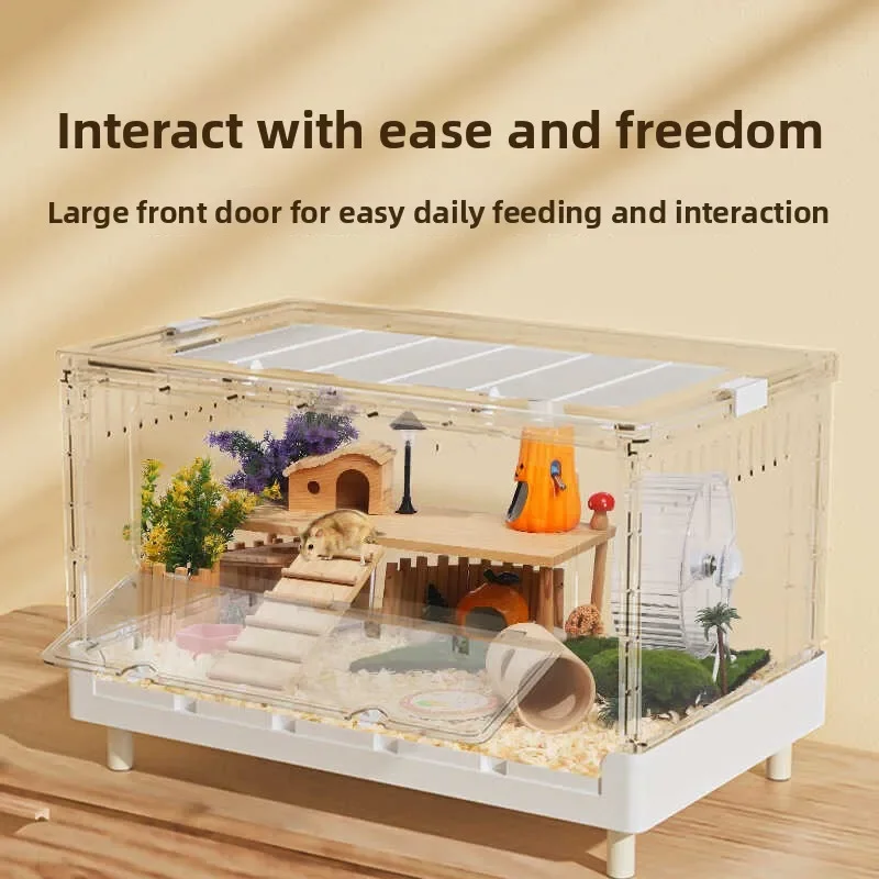 70cm Transparent Acrylic Hamster Cage Large Habitat for Syrian Hamsters Spacious Hedgehog Enclosure Clear Modular Rodent Home