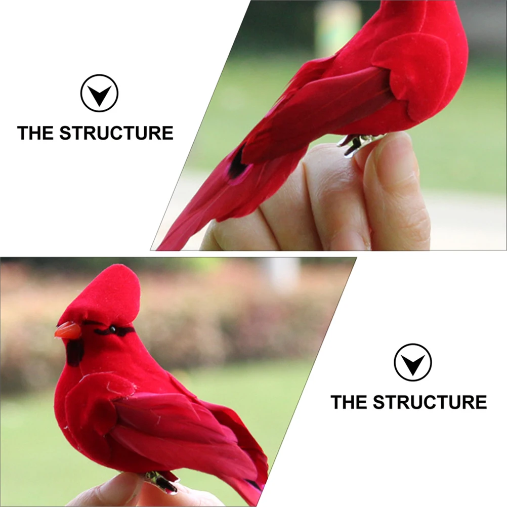 

Artificial Simulation Bird Decoration Christmas Tree Ornaments Red Foam Fleece Home