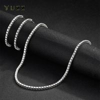Hip Hop Iced Out Tennis Bracelet Necklace Men 4mm Tennis Chain Fashion Gold Color Jewelry Women Link 18/20inch Choker Wholesale