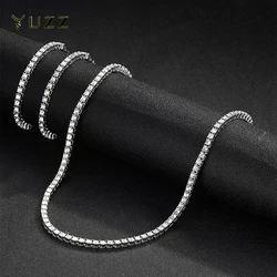 Hip Hop Iced Out Tennis Bracelet Necklace Men 4mm Tennis Chain Fashion Gold Color Jewelry Women Link 18/20inch Choker Wholesale