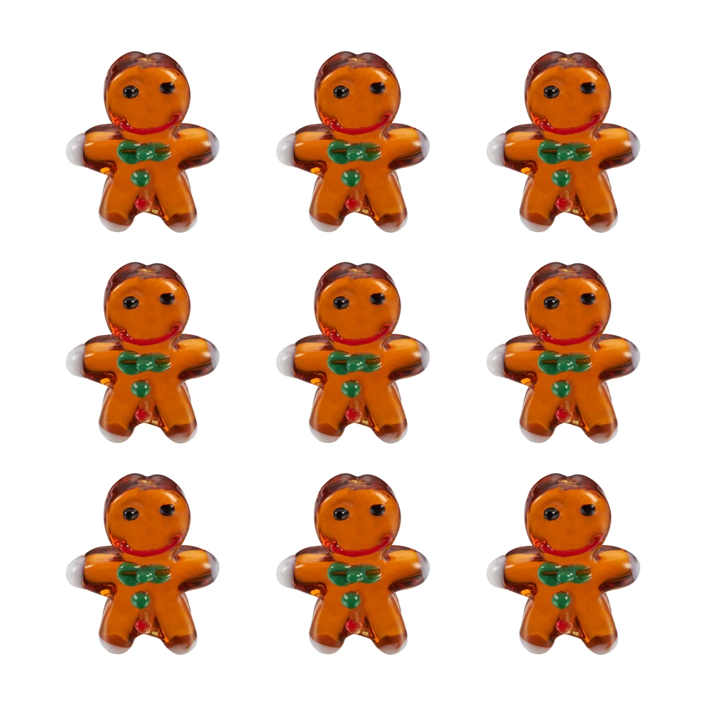 

about 20pcs/strand Christmas Theme Handmade Lampwork Beads Strands Gingerbread Man Glass Loose Beads for DIY Jewelry Making