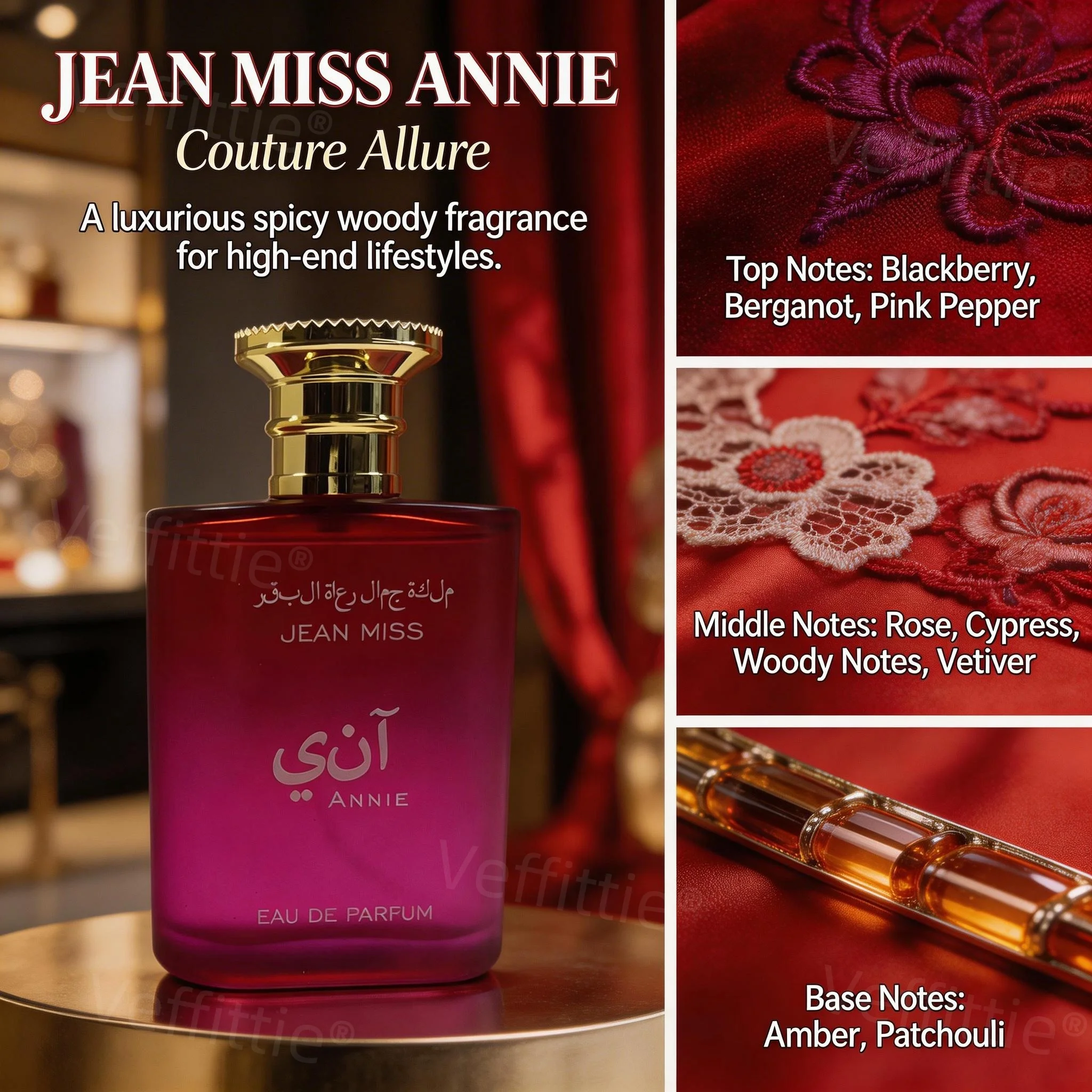 

Festive Spicy Woody Gift Essence Eau De Parfum Evening Date Wear, All Day Fresh, Captivating Rose-Vetiver Essence for Intimate