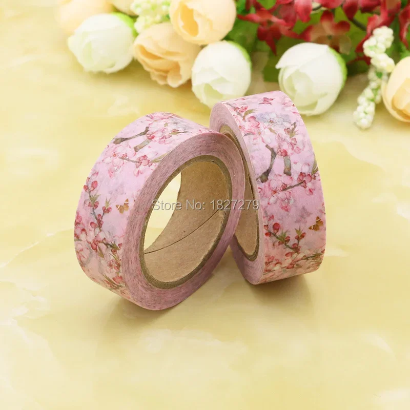 1pcs pink Clubs Flower, birds  Washi Tape Floral Masking Tapes Decorative Stickers Diary Deco Scrapbooking Sticker