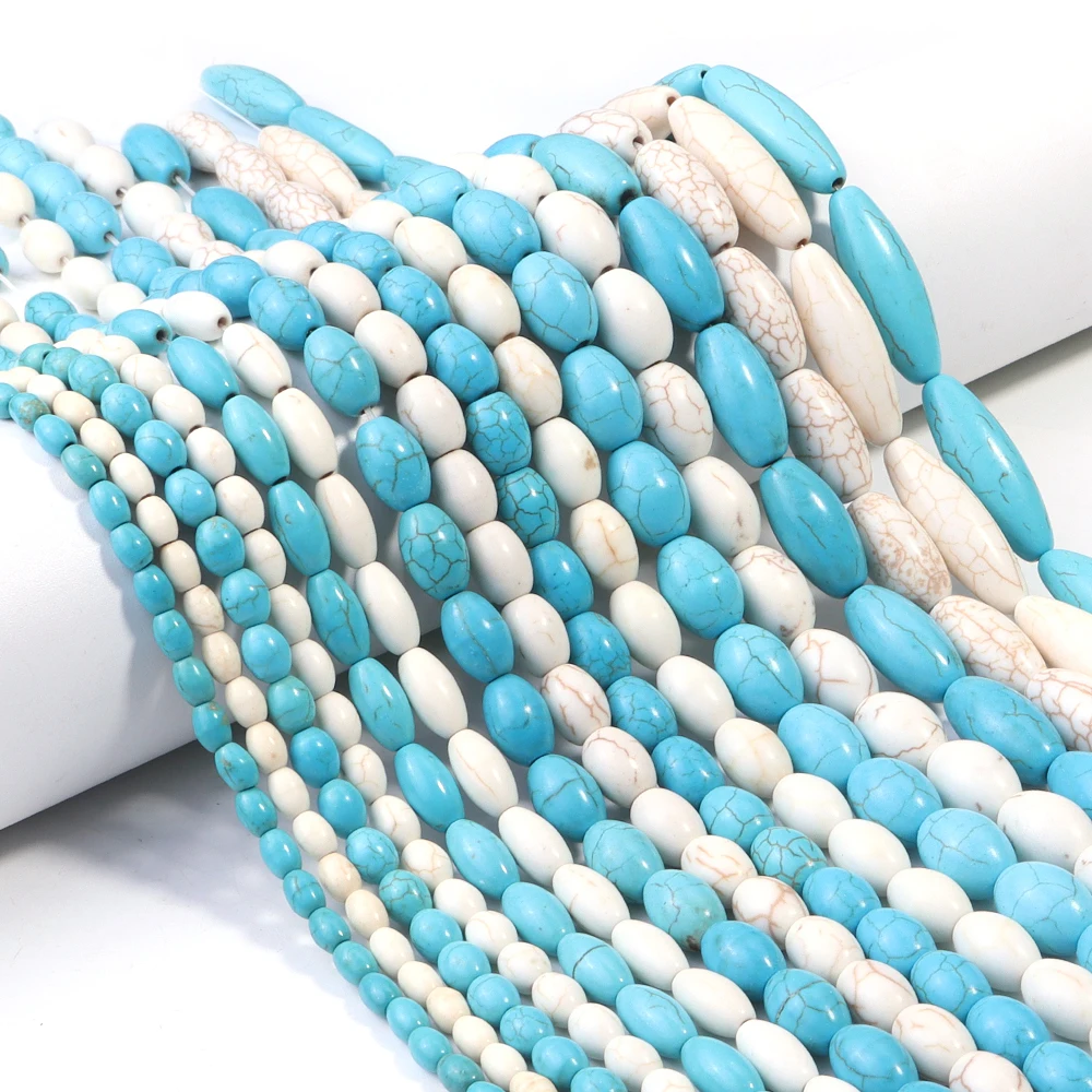 11-55pcs/lot Multiple Size Oval Turquoise Stone Beads Seed Beads Loose Spacer Beads For Jewelry Making DIY Bracelet Necklace