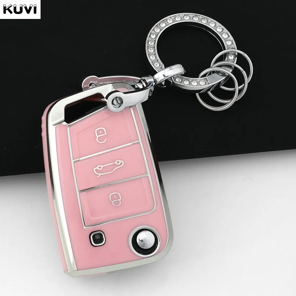 3 4 Tasten TPU Auto Schlüssel Fall Abdeckung Halter Schlüsselbund Für VW Volkswagen Golf 7 MK7 Tiguan MK2 SEAT Ateca Leon FR2 Ibiza Für Skoda