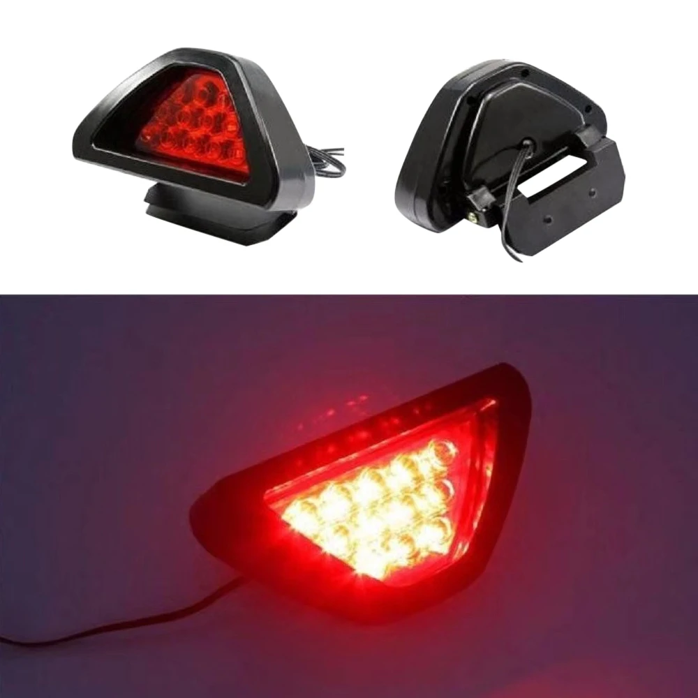 1pcs Universal Brake Signal Lamp F1 Style Triangle Sporty 12LED Rear Fog Light Tail Third Brake Lamp DRL For JDM BBA
