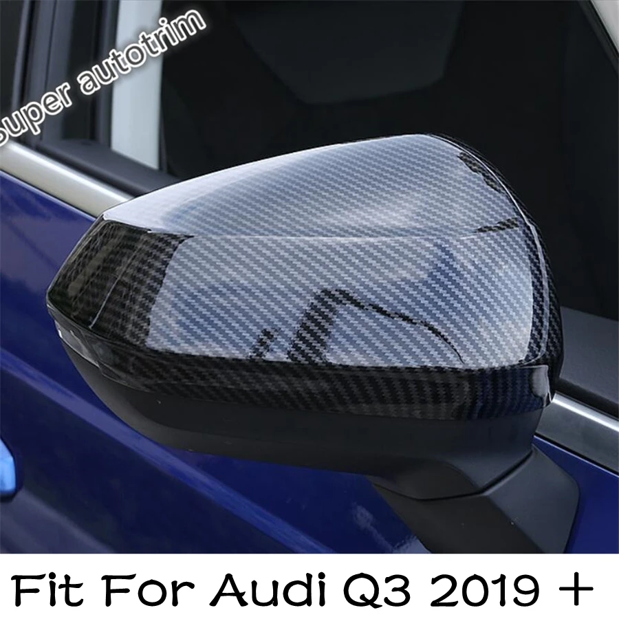 

Chrome Car Styling Side Rearview Mirror Cap Cover Trim Carbon Fiber Look Exterior Refit Kit Accessories For Audi Q3 2019 - 2024