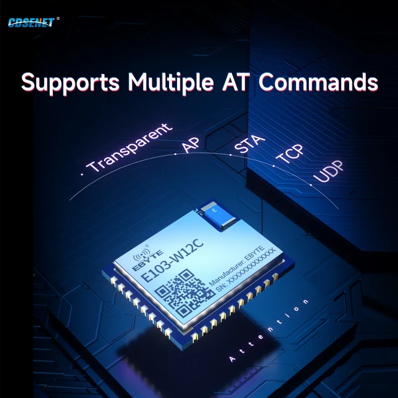 DA16200 SoC Serial WIFI Module CDSENET E103-W12 MQTT HTTP Low Power AT Command AP STA 7 Sockets TCP UDP with Ceramic Antenna