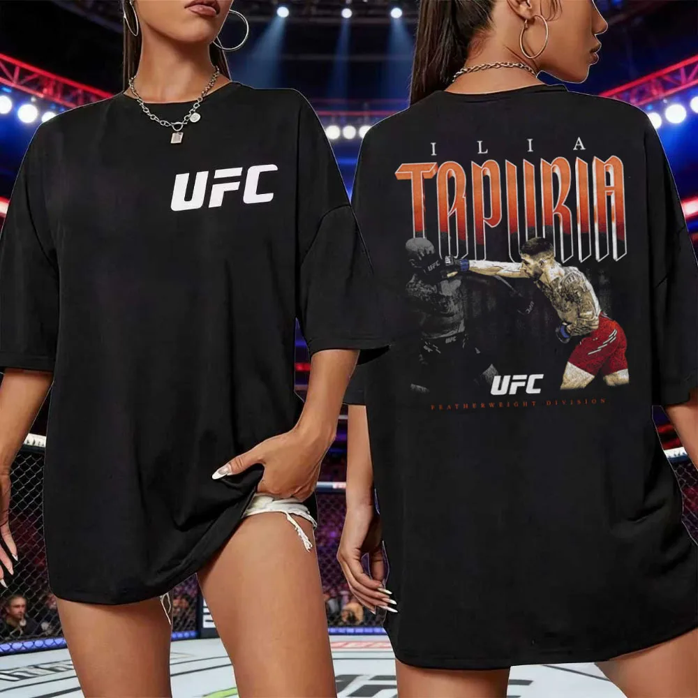 2026 Sommer UFC Ilia Topuria Kampf Grafik T-shirt Frauen Sport Baumwolle Kurzarm Lose Freizeit Fitness Shirt Unisex