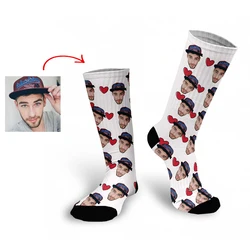 Persönliche maßgeschneiderte Socken mit Avatar-Aufdruck für Männer und Frauen, modische, lustige lange Baumwollsocken für Kinder, DIY-Design, Kompressionssocken