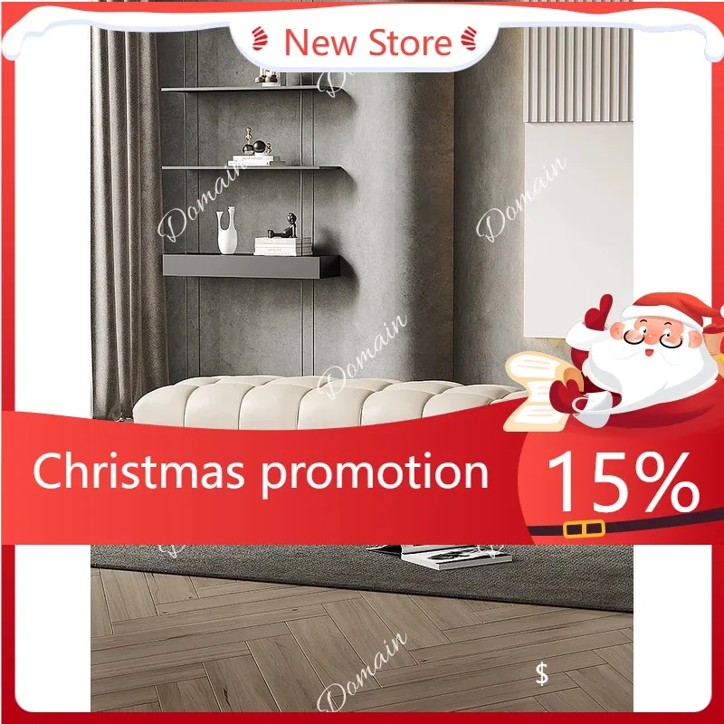 FX Luxury Italian Style Bedroom Bench, Minimalist Genuine Leather Sofa Stool, Designer High-End Solid Wood Home Shoe Changing St
