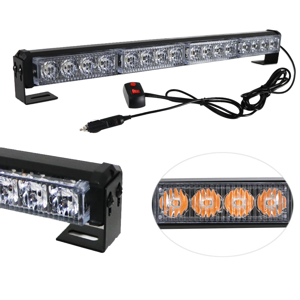16 LED  Signal Light Traffic Adviser Car Emergency Warning Strobe Lights Bar Yellow Red Blue Vehicle Flashing Lamp Beacon