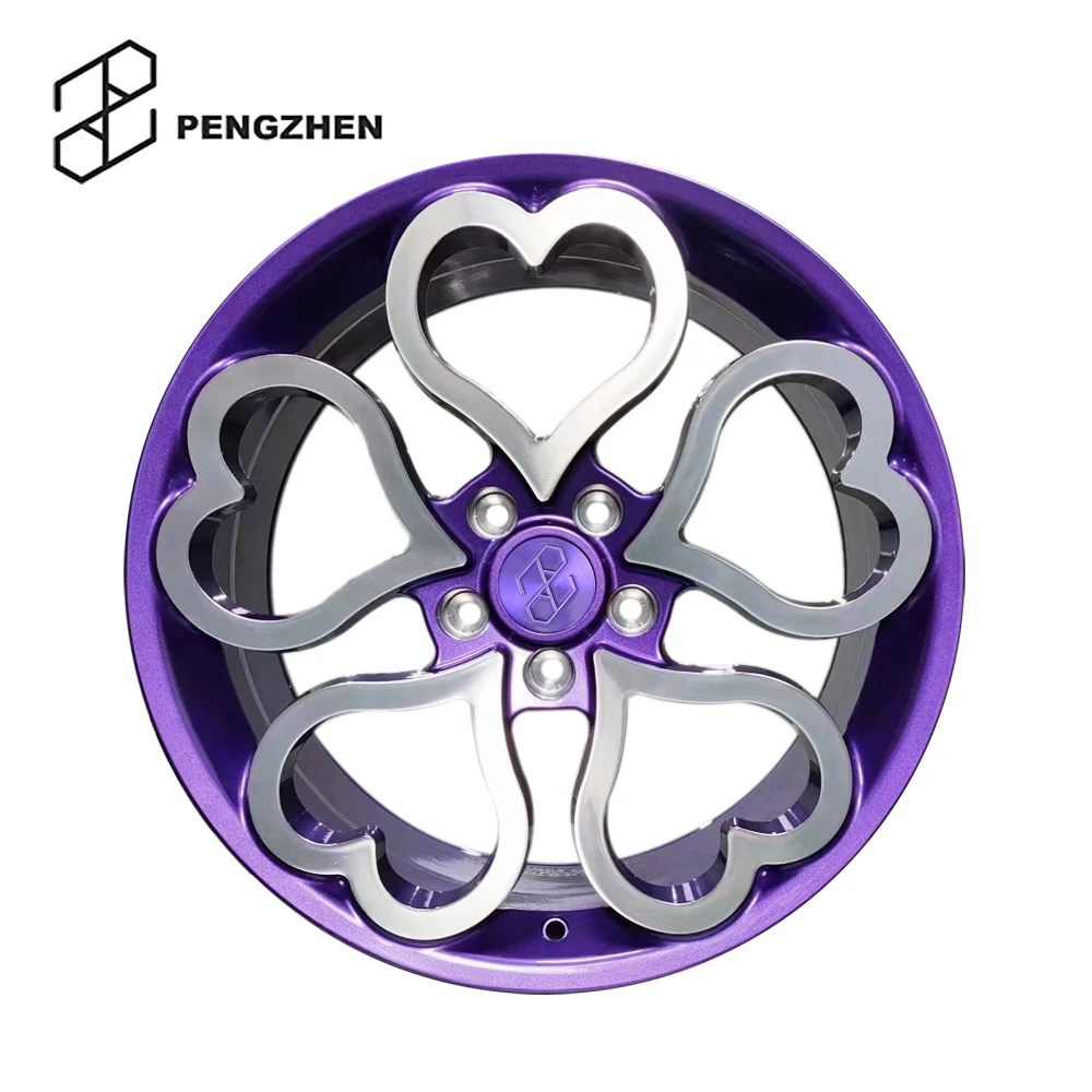 

Pengzhen Custom 20, 21, 22 дюйма, 5x114,3, фиолетовые автомобильные диски в форме сердца в форме сердца для Tesla Model 3