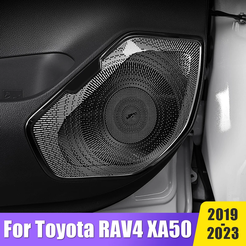 

Stainless Steel Car Audio Speaker Cover Door Speaker Cover Horn Trim Accessories For Toyota RAV4 XA50 2019 2020 2021 2022 2023