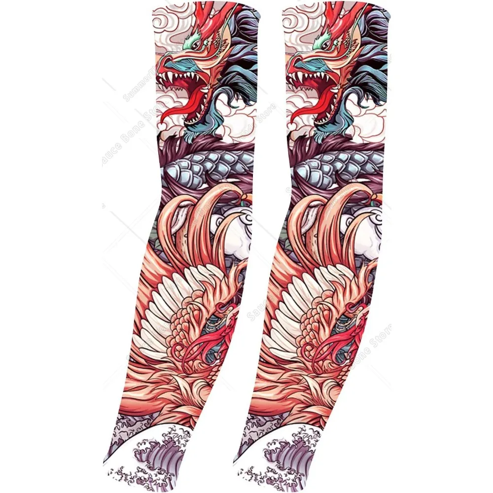 

Рукава с защитой от УФ-солнца «Дракон и Феникс» для мужчин и женщин-UPF 50+ Спортивный компрессионный охлаждающий рукав