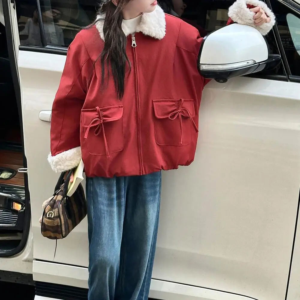 

Kawaii Girl, сохраняющая тепло, куртка с меховым воротником и хлопковой подкладкой, студенческая осенне-зимняя повседневная утепленная куртка, детская одежда