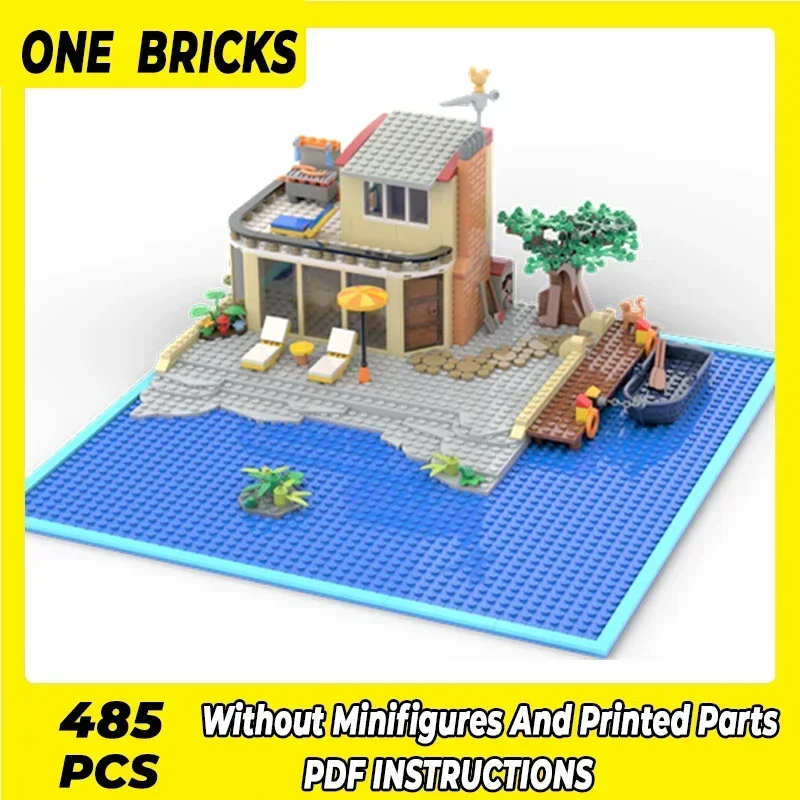 Moc Building Bricks City Street View Model The Cozy Lake House Technology Modular Blocks Gifts Christmas Toys DIY Sets Assembly