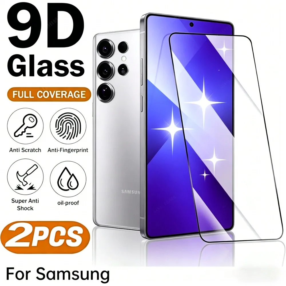 

2 шт. Защитное стекло Full Cover для Samsung Galaxy S26 S25 S24 Ultra S23 S22 S21 Plus S24 S25 FE, антицарапинное, для полной защиты экрана