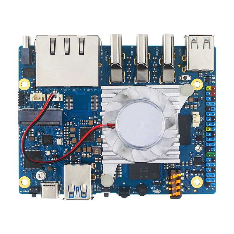 Orange Pi 5 Plus Aluminum CPU Cooling Fan & Heat Sink Combo, Active Chip Radiator