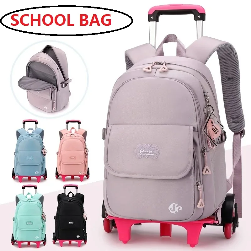 New Trolley Schoolbag Wheeled Mochilas Para Estudiantes Travel Backpack Women Mochila Infantil Escolar Cartable Scolaire Enfant