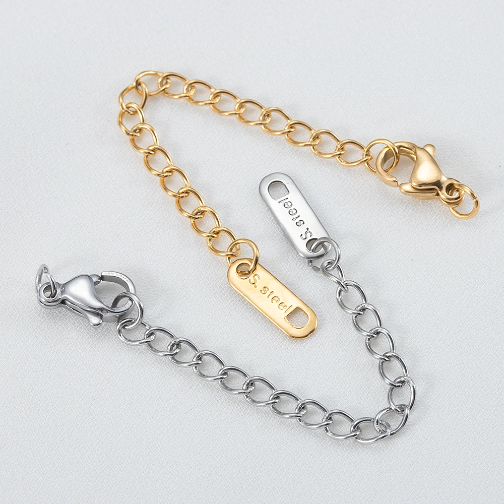10pcs Stainless Steel Extended Tail Chain With Lobster Clasps Connector for DIY Bracelet Necklace Extension Chain Jewelry Making