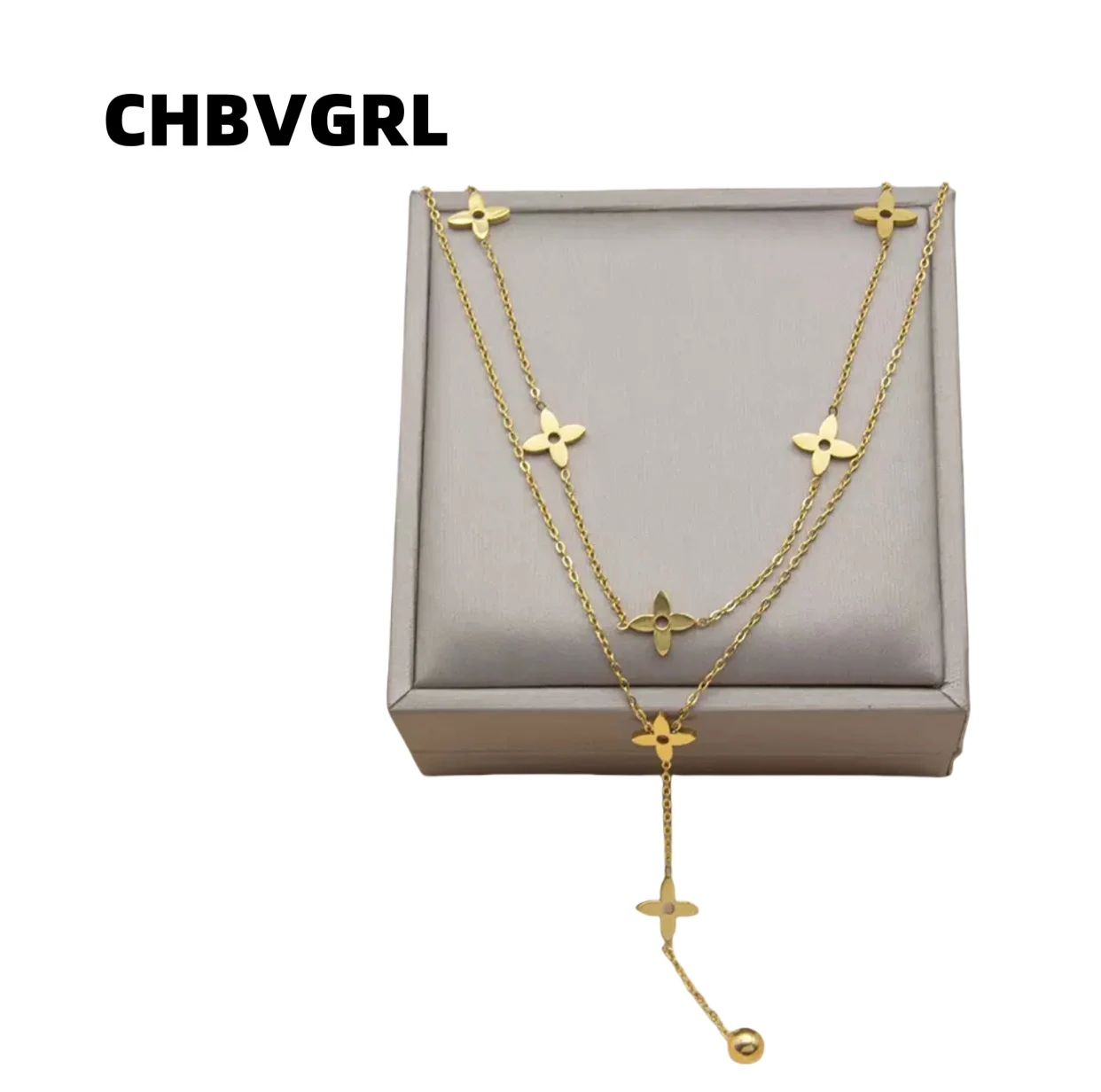 

Titanium steel double layer luxurious necklace fringe chain elegant sweet temperament high-end sense collar chain