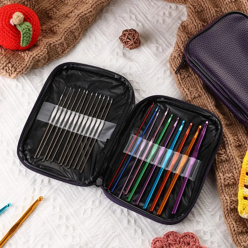 

22pcs/Set Crochet Hooks Needles Stitches Knitting Craft Crochet Weaving Tools With Storage Bag Multicolor Mixed Sewing Tools