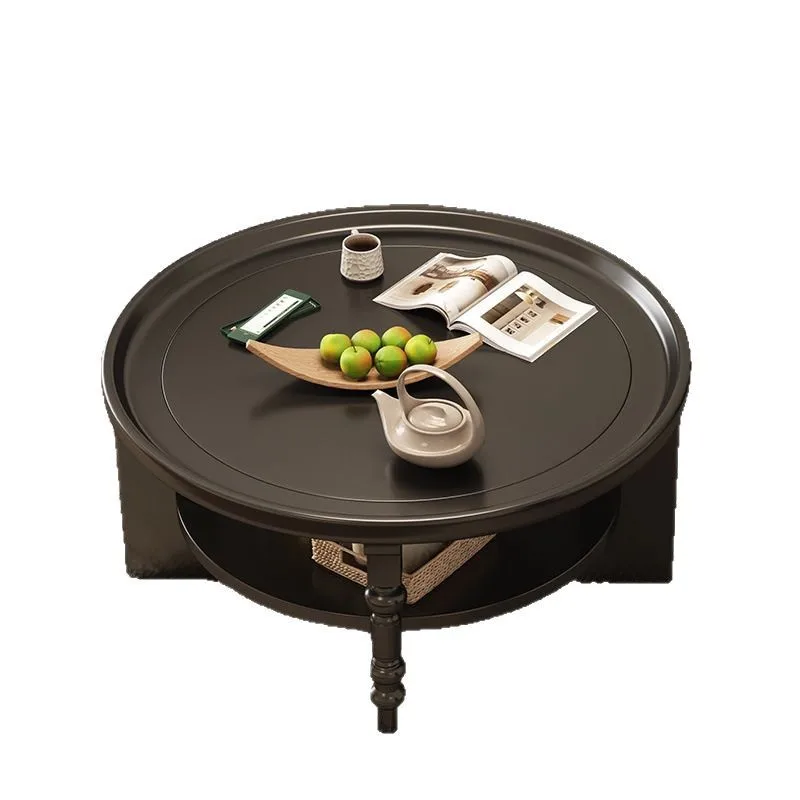 

Solid wood round coffee table small apartment household