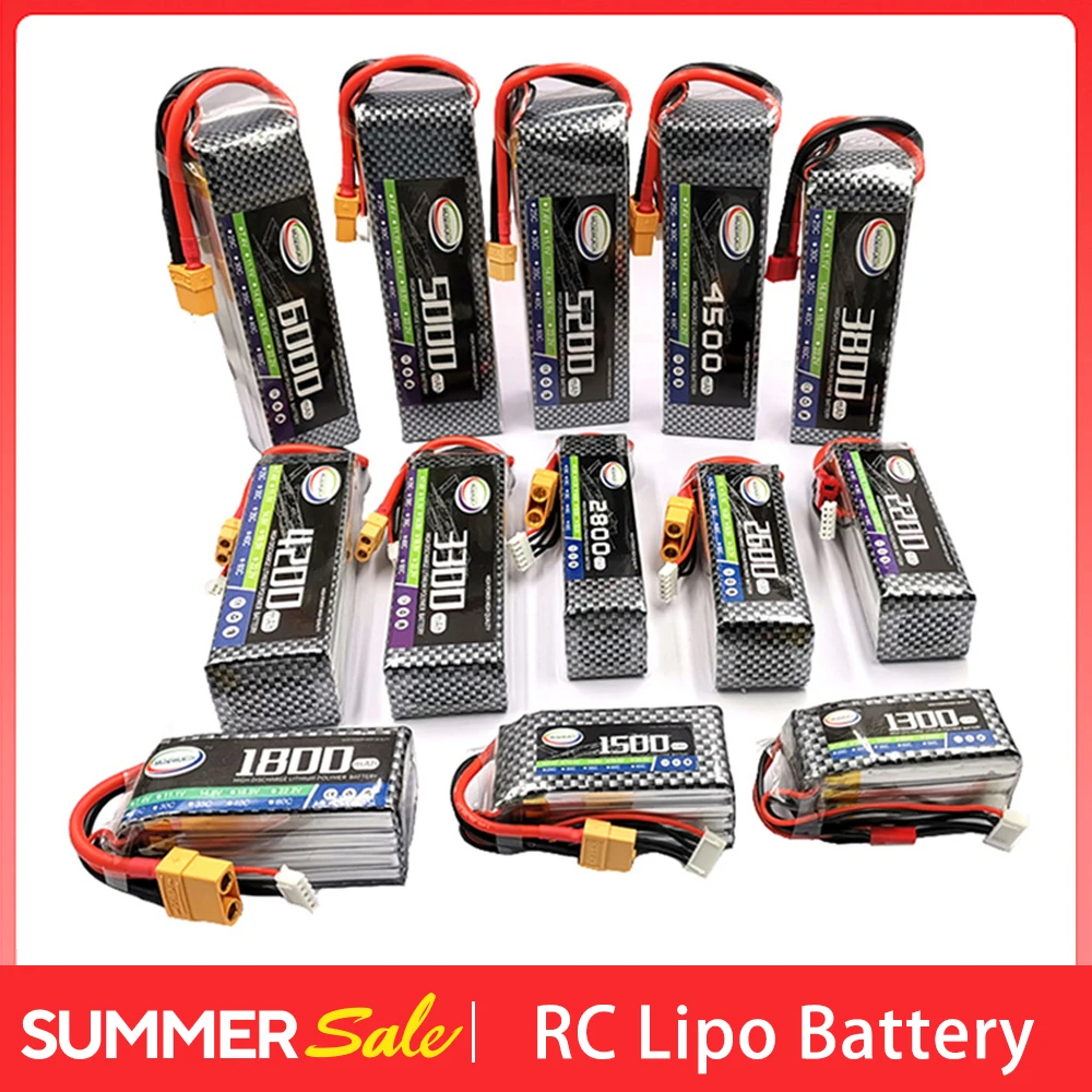 

3S RC Lipo Battery 11.1V 3300mah 4200mah 5000mah 5200mah 6000mahwith XT60 for RC Car Drone Boat Truck Tank Helicopter Batteries