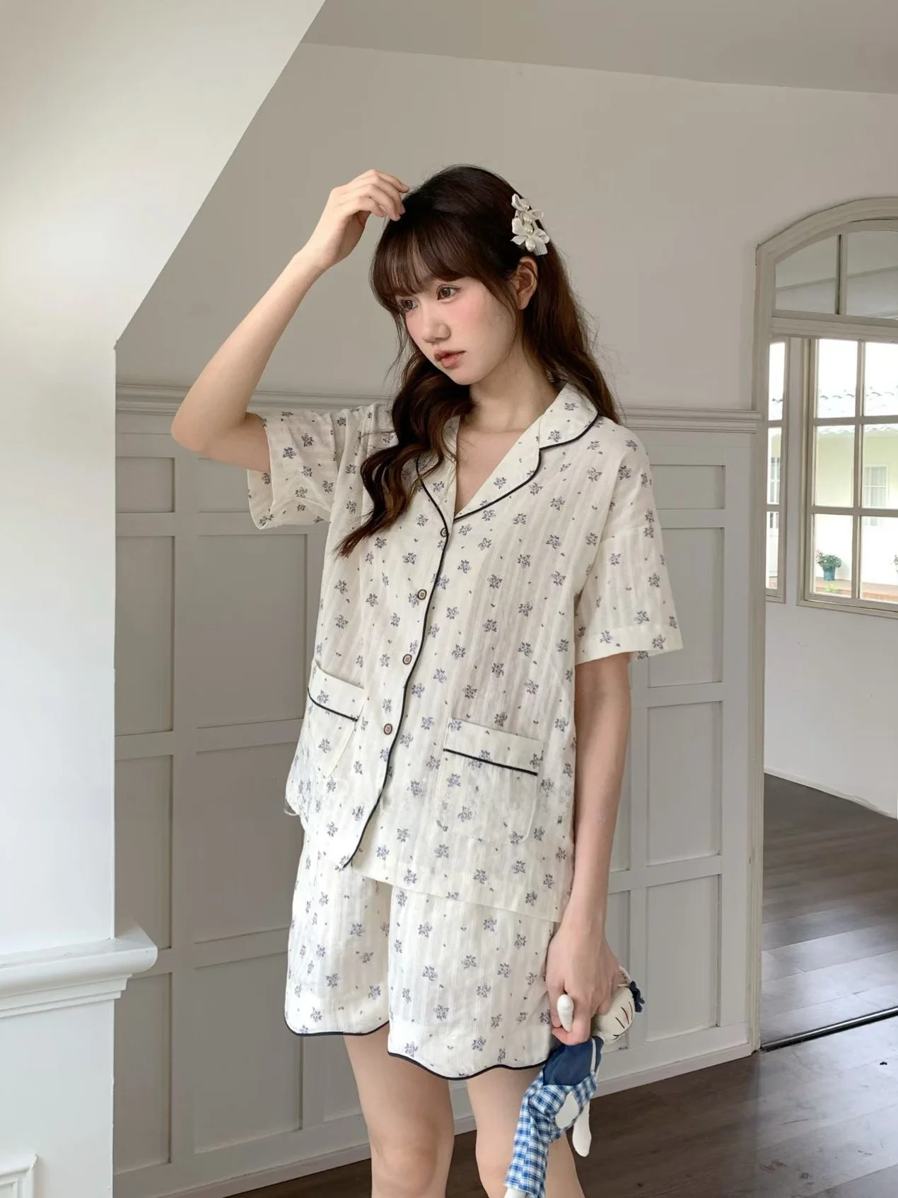 cardigan-abierto-de-verano-de-algodon-puro-con-estampado-floral-estilo-simple-ropa-de-casa-y-dormir-y-manga-corta-de-estilo-coreano-natural