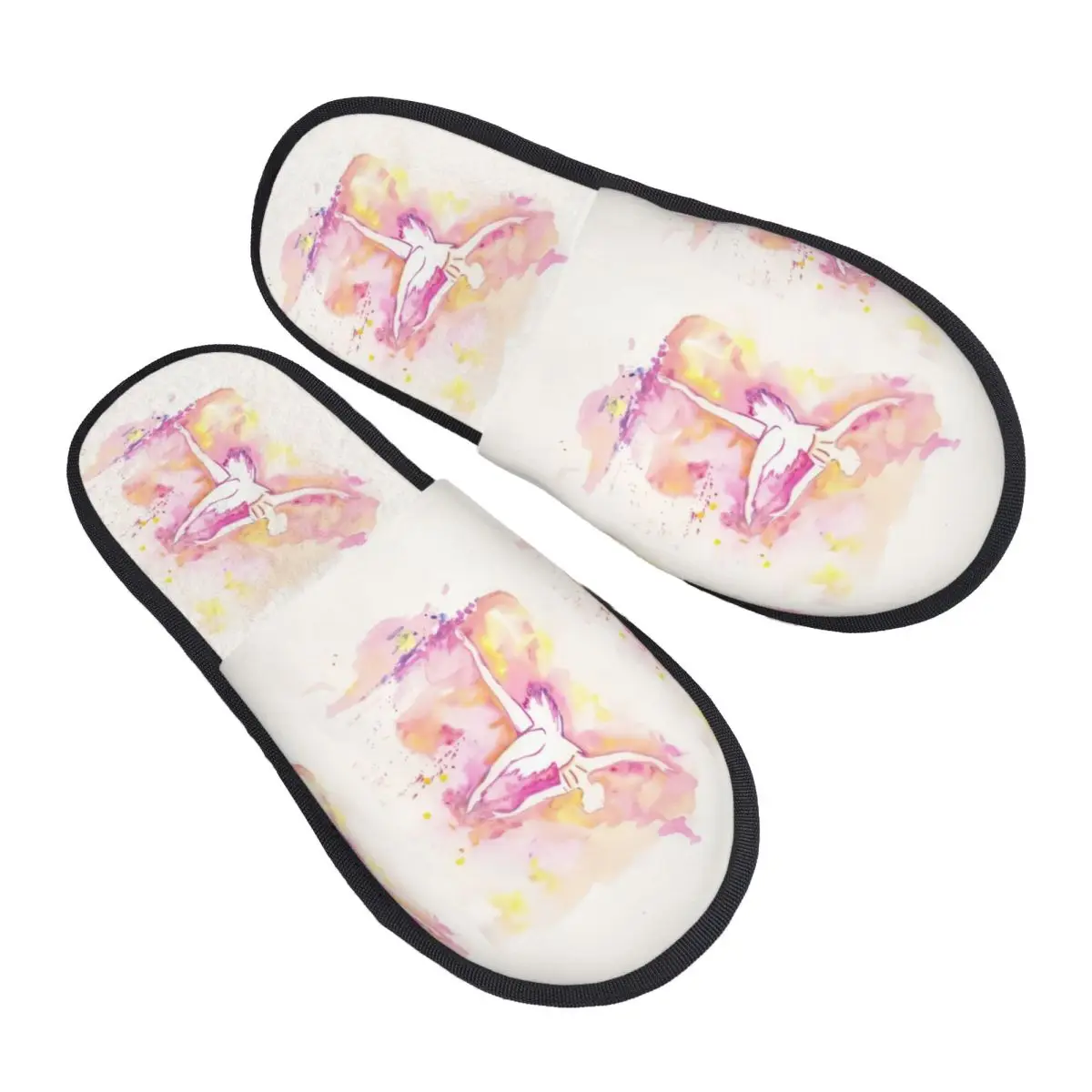 Custom Print Women Elegant Gymnastics Art Print House Slippers Soft Warm Memory Foam Fluffy Slipper Indoor Outdoor Shoes