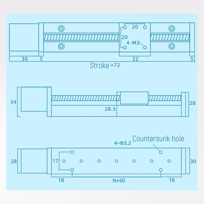 HGX28 T-type CNC Sliding Table Rail Miniature Precision Linear Stepping Motor Electric Slide Module Table XYZ Axis Ta