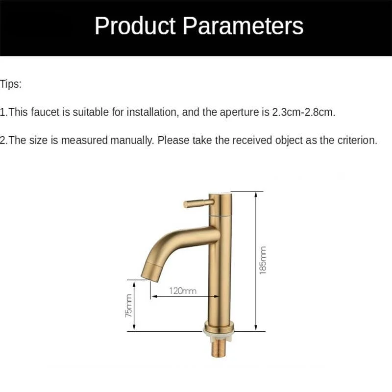Golden Cold Water Tap Stainless Steel Faucet Cold Water Bathroom Washbasin Faucet Tap Kitchen Bathroom Accessories High Quality