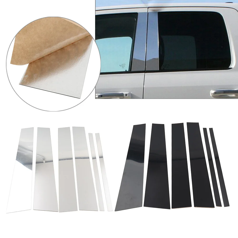 6PCS Car Pillar Post Door Window Cover Trim For Nissan Titan Crew Cab 2004-2015