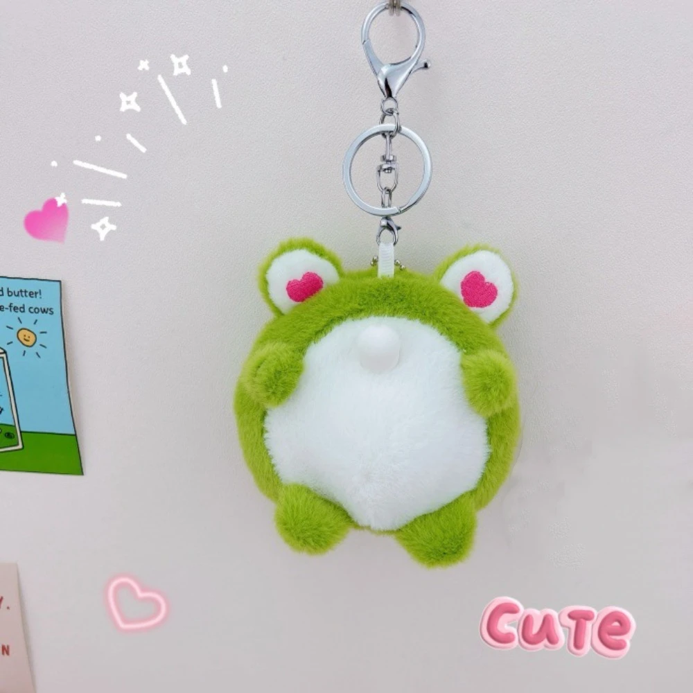 Kawaii Squeaking Bubble Frog Keychain Cartoon Spitting Bubble Plush Dolls Pendant Green Toy Car Keyring Birthday Gift